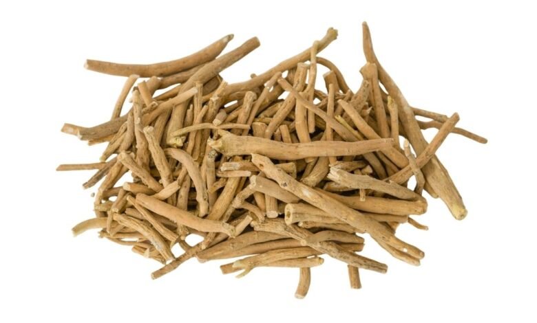 Ashwagandha root and powder – natural adaptogen for stress balance and vitality