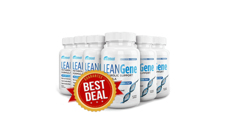 Lean Gene natural supplement bottle for belly fat burning, increased energy, sex drive, and memory support