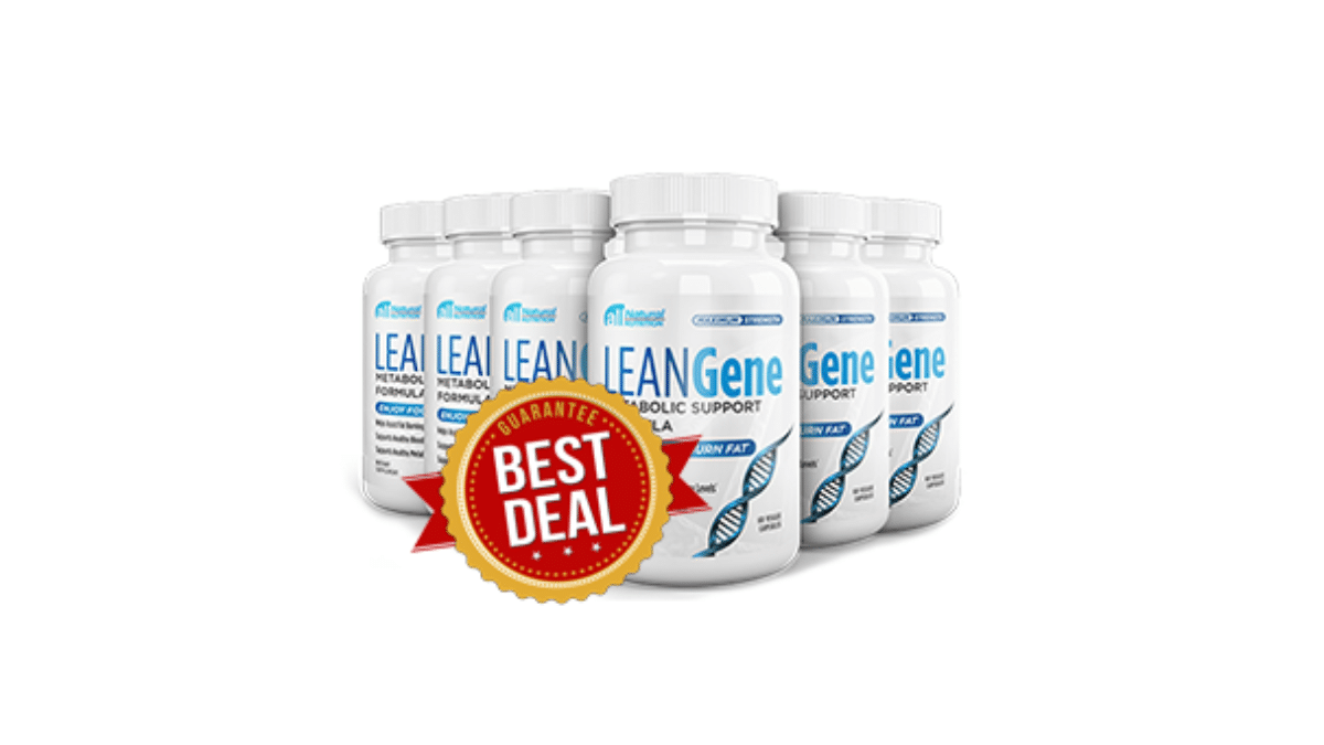 Lean Gene natural supplement bottle for belly fat burning, increased energy, sex drive, and memory support